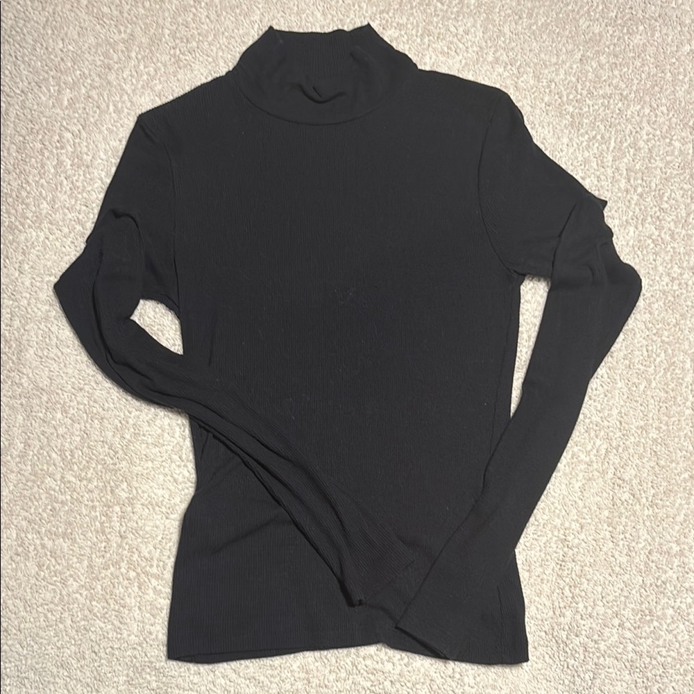 Abercrombie & Fitch Black Mock Neck Long Sleeve Fitted Bodysuit